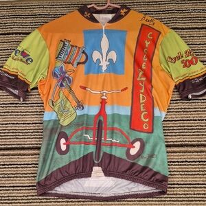 VOMAX x Vergie Banks Art Signed Green Orange Poly Womens Cycling‎ Jersey Sz 3 M